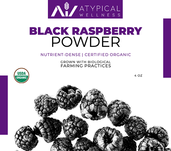 Atypical Wellness Black Raspberry 4oz front label